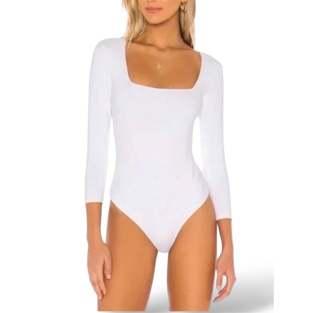 Intimately Free People White Square Neck Long Sleeve Bodysuit Small OB1015694